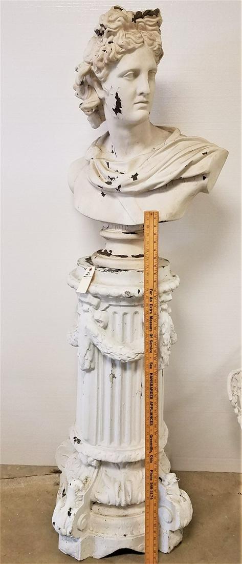FIBERGLASS CLASSICAL BUST 30 1/2"H X 23"W ON STAND 40 1/2"H X 16" DIAM (1 of 5)