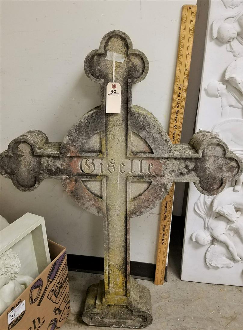 CAST CEMENT CROSS "GISELLE" 45"H X 34"W X 6"D (1 of 2)