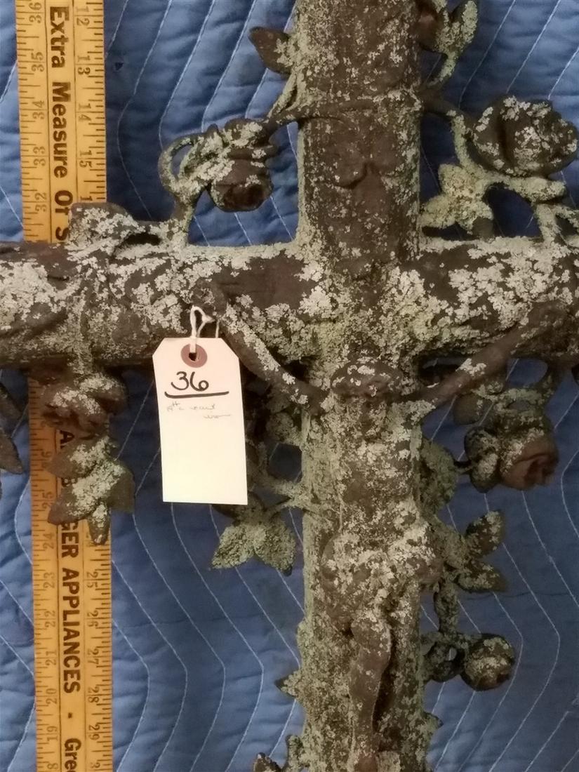 19TH C CAST IRON CROSS 39"H X 21"W (1 of 3)