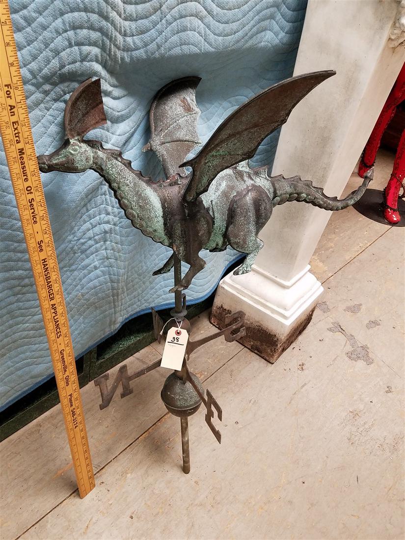 COPPER DRAGON WEATHER VANE 39 1/2" TOT DRAGON 17"H X 30"L X 19"W (1 of 4)