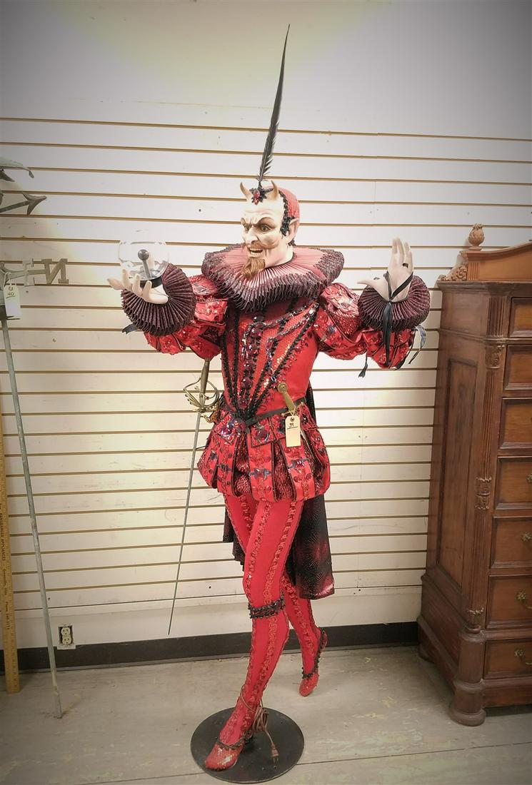 RESIN 6' DEVIL W/ CLOTH CLOTHES, SWORD AND DAGGER (1 of 10)