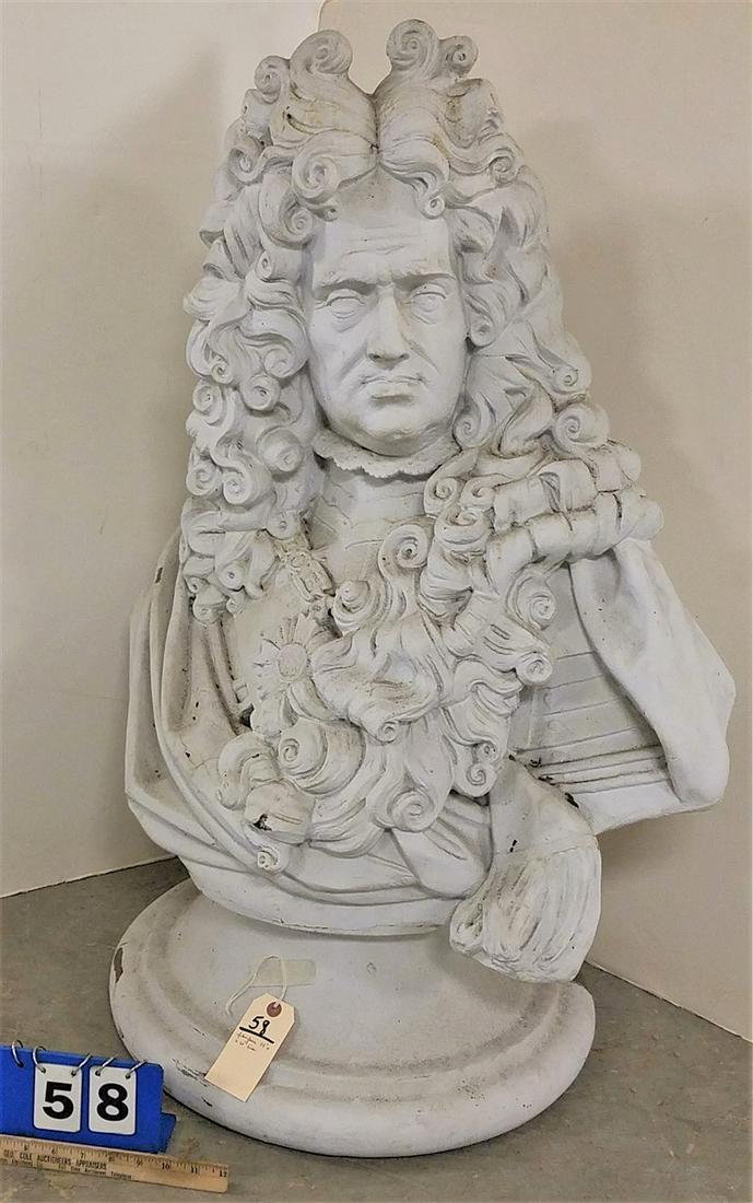 FIBERGLASS BUST OF FR 18TH C KING 38"H X 20" DIAM (1 of 3)