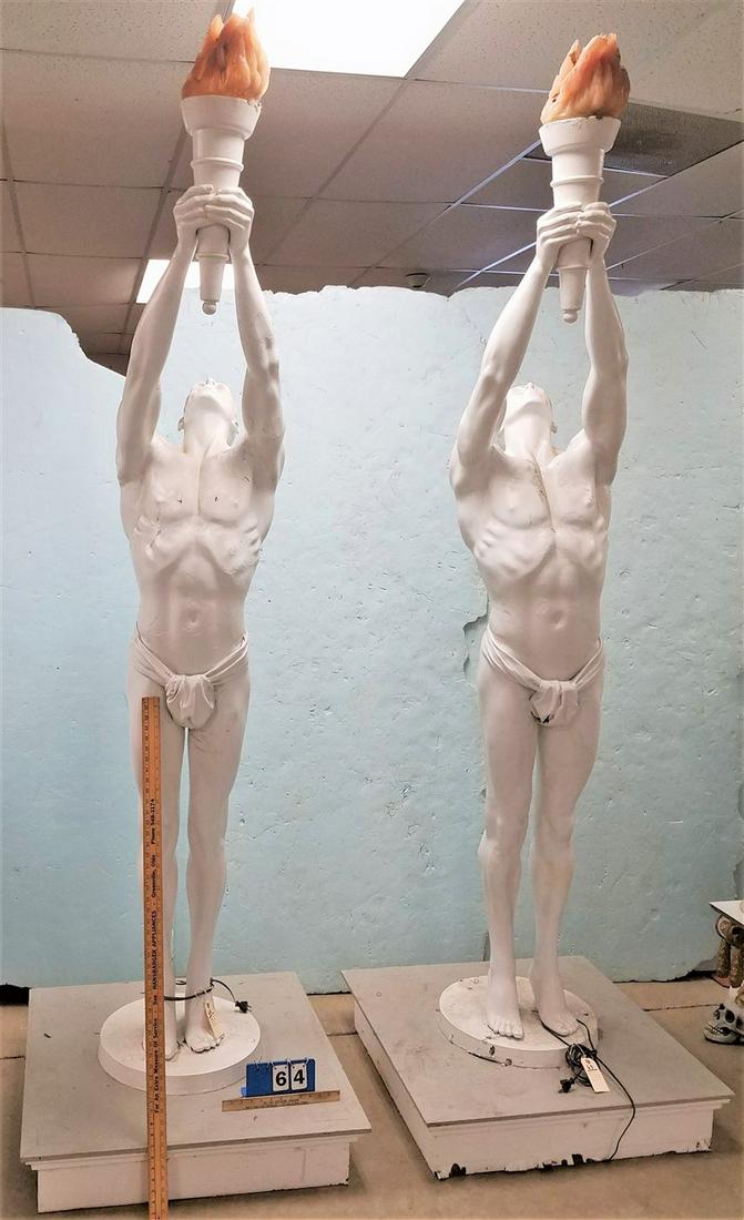 FIBERGLASS8'3" TORCH BEARER ON WOODEN BASE 7"H X 33" SQ (1 of 3)