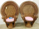 PR WICKER PEACOCK CHAIRS 63"H X 45"W