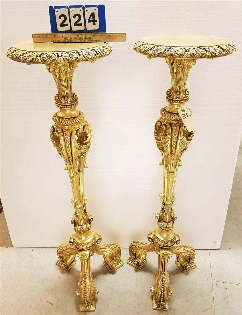 PR GLADSTONE MANOR GILT TORCHIERES MADE FROM CRUSHED MARBLE AND RESIN TOSCANO: PR GLADSTONE MANOR GILT TORCHIERES MADE FROM CRUSHED MARBLE AND RESIN TOSCANO