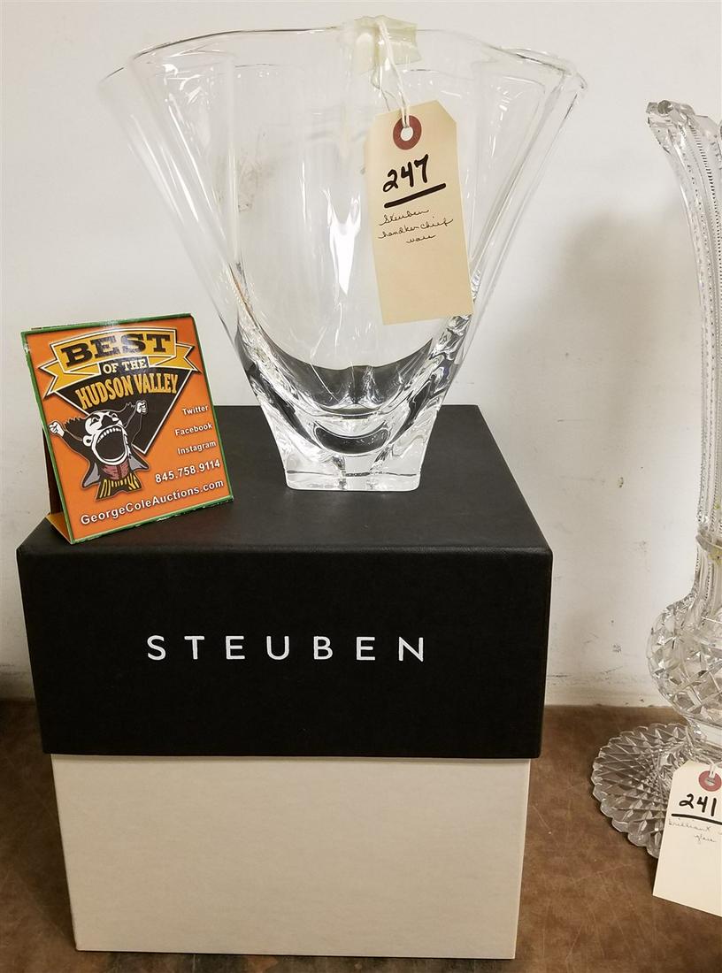 STEUBEN HANDKERCHIEF VASE 9 1/2" W/ BX (1 of 3)