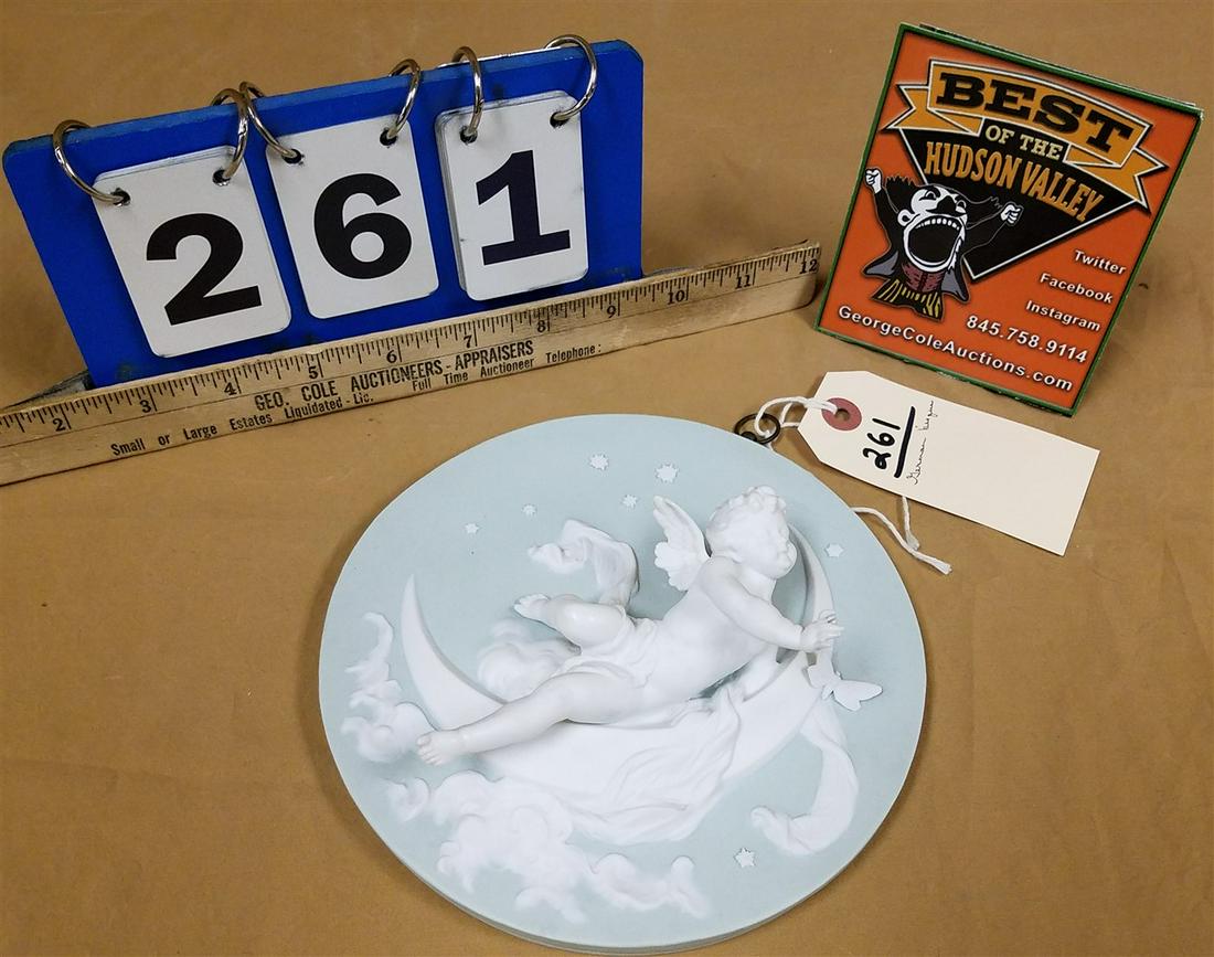 GERMAN BISQUE HIGH RELIEF PLAQUE 6 3/4" DIAM (1 of 1)