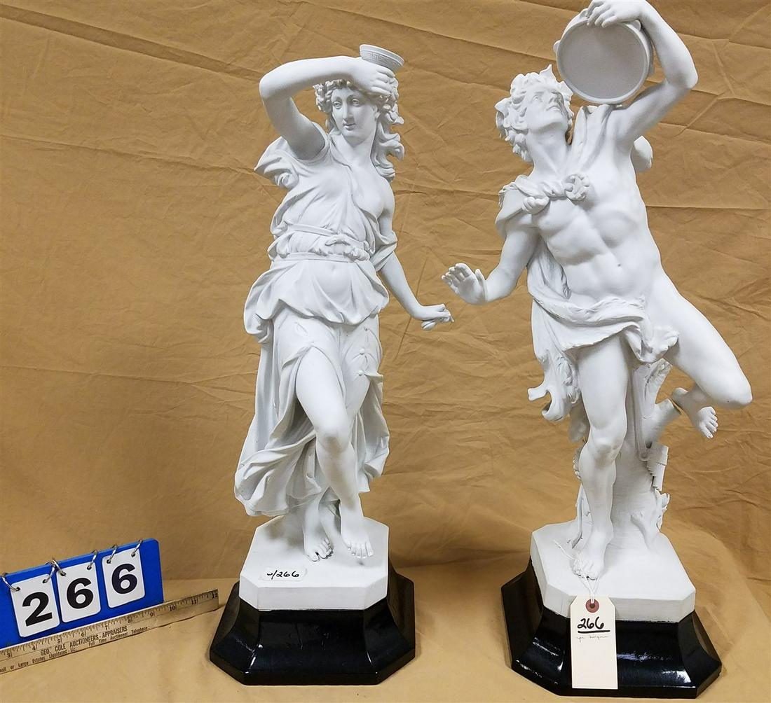 PR BISQUE FIURINES 27" AND 25 1/2" SQ: PR BISQUE FIURINES 27" AND 25 1/2" SQ