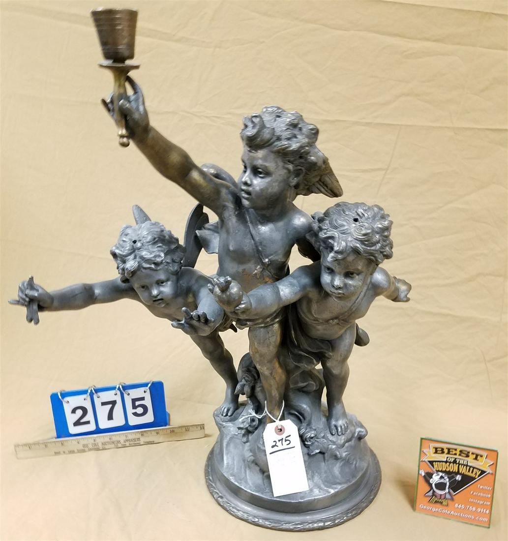 VICT WHITE METAL GROUP 23 1/2"H SGND J GREGOIRES 10 1/4" DIAM BASE (1 of 8)