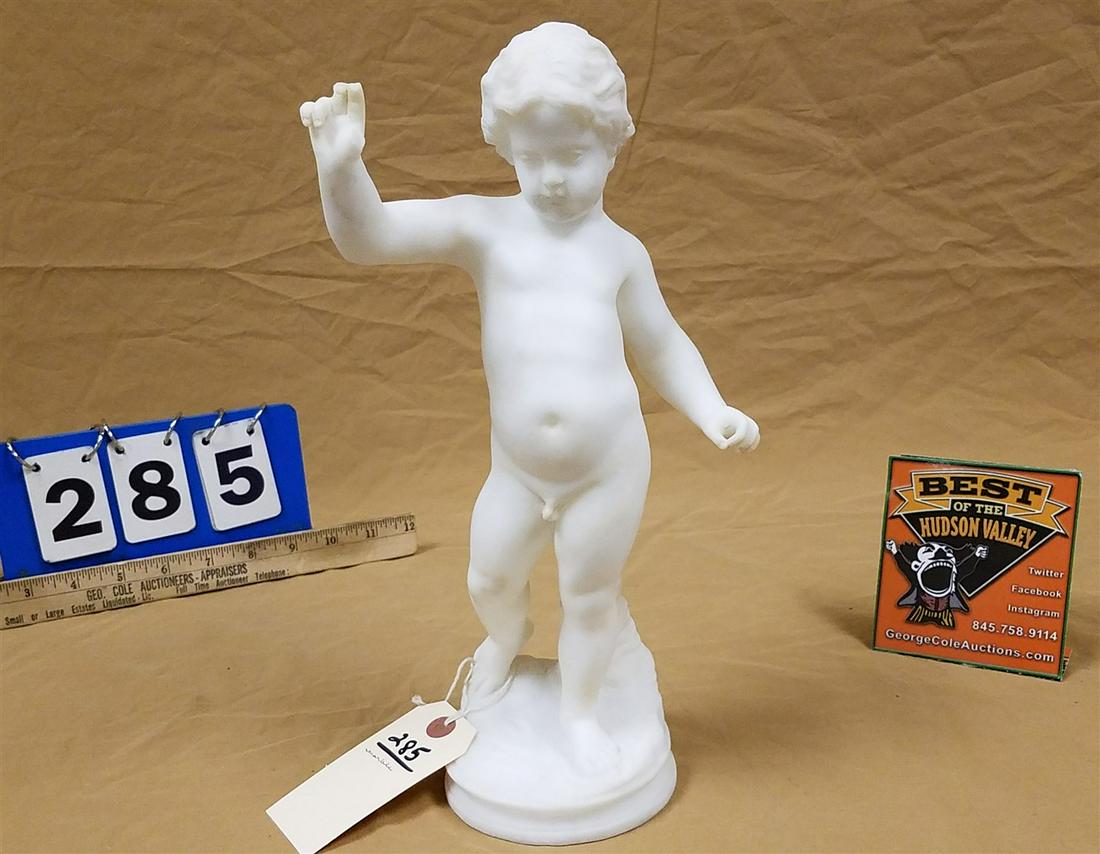 19TH C MARBLE STATUE OF A BOY 2 FINGERS AND THUMB MISSING 13 1/4" (1 of 6)