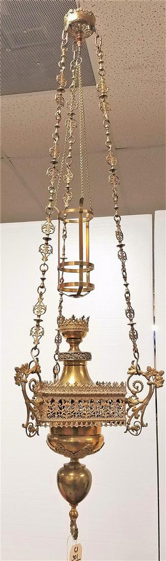 BRASS HANGING LANTERN 56" (1 of 6)