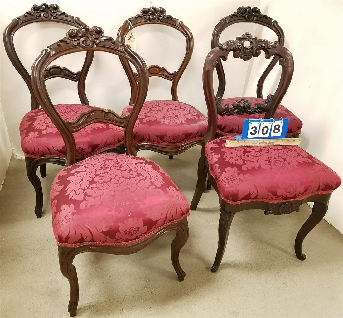 SET 4 VICT. WALNUT SIDE CHAIRS +1 OTHER (1 of 5)