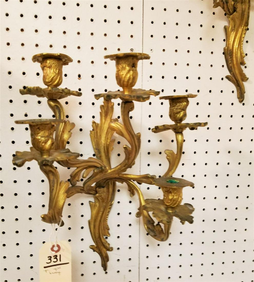 PR. GILT BRONZE CANDLEABRA 16" H X 11 1/2" W (1 of 2)