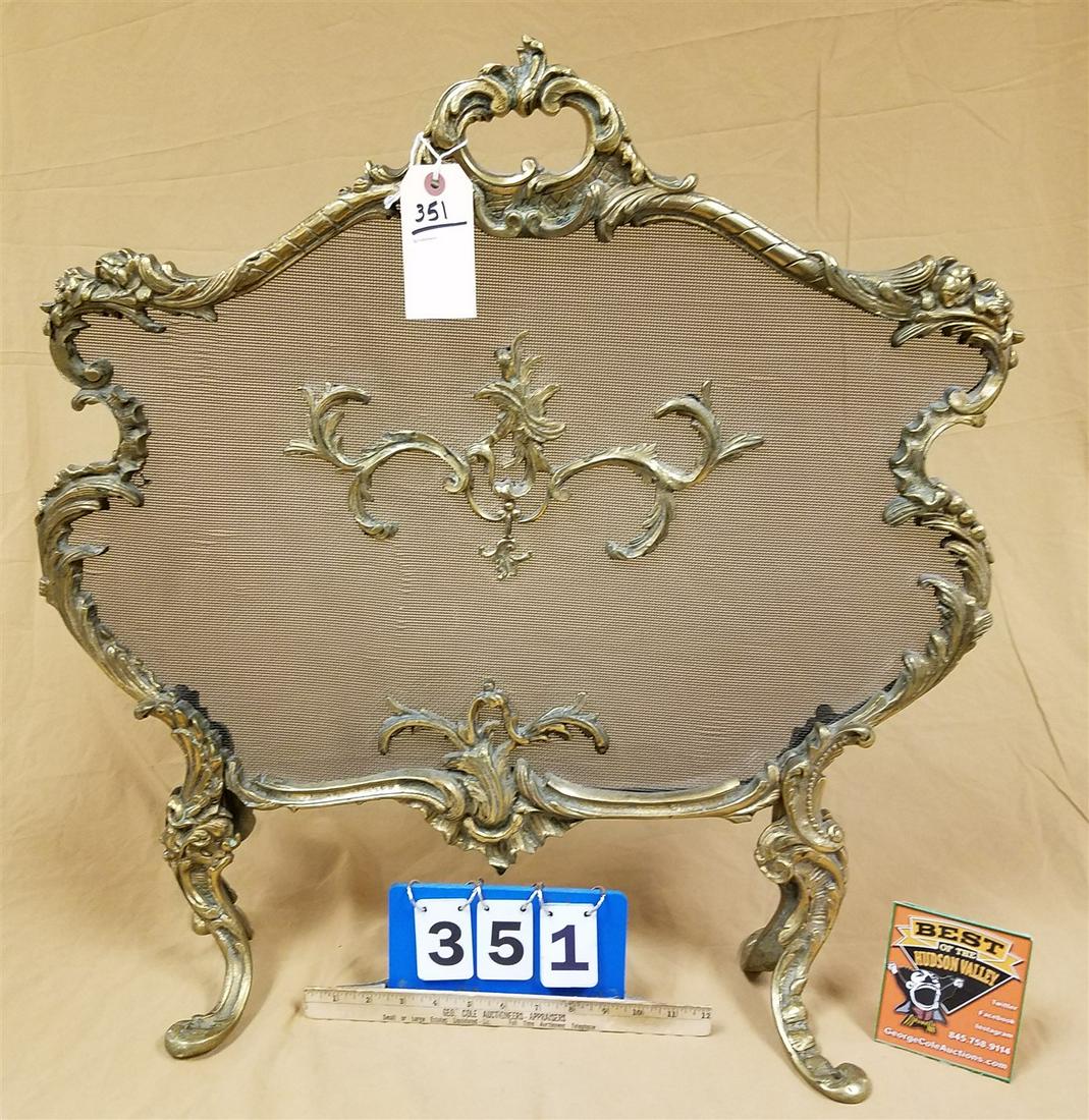 BRASS ROCOCO STYLE FIRE SCREEN 27 1/2" H X 27" W (1 of 3)