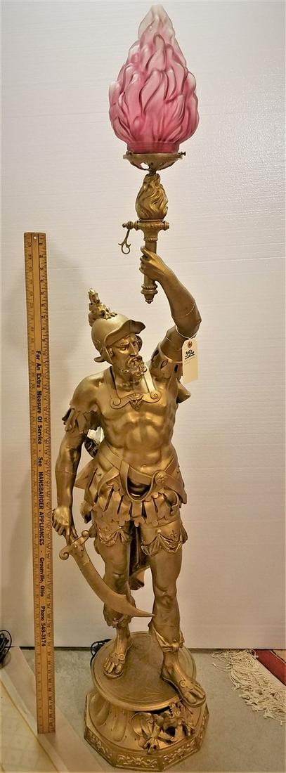 VICT. WHITE METAL ROMAN SOLDIER FLOOR LAMP 63" (1 of 3)