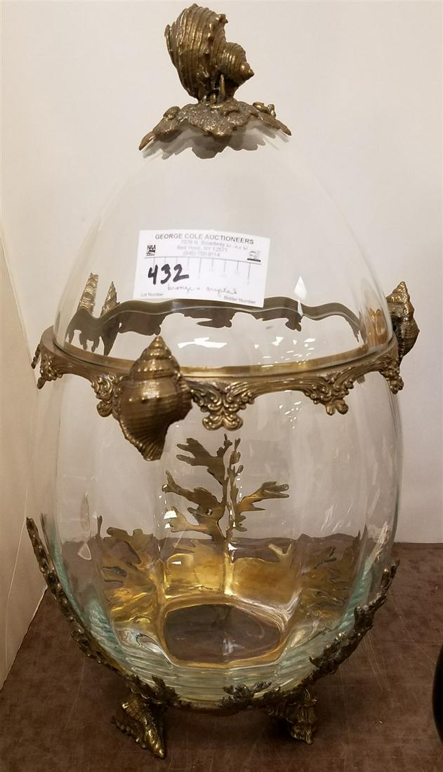 BRONZE & CRYSTAL COVERED EGG JAR 19"H X 9 1/2" DIAM. (1 of 8)