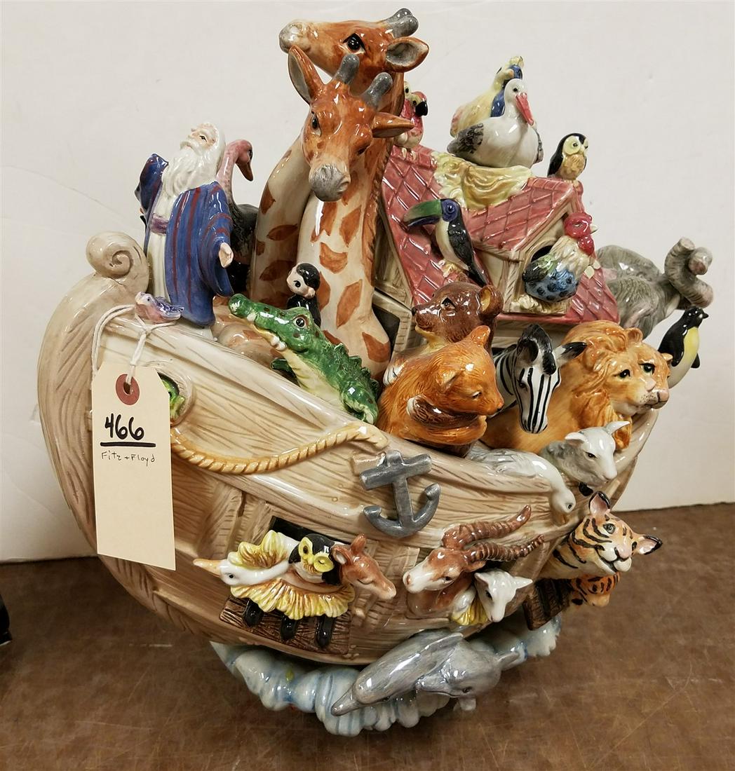 FITZ & FLOYD NOAH'S ARC COOKIE JAR (NOAH IS MISSING A HAND) (1 of 5)