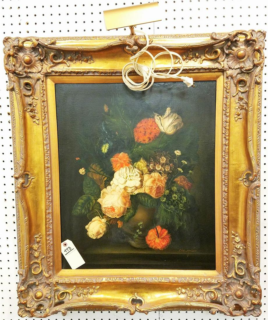 FRAMED O/C FLORAL STILL SGND ORLANDO 24" X 21" (1 of 2)