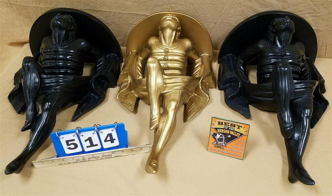 BX 3 RESIN FIGURAL WALL SHELVED 22"H X 13 1/2"W X 8 1/2"D: BX 3 RESIN FIGURAL WALL SHELVED 22"H X 13 1/2"W X 8 1/2"D