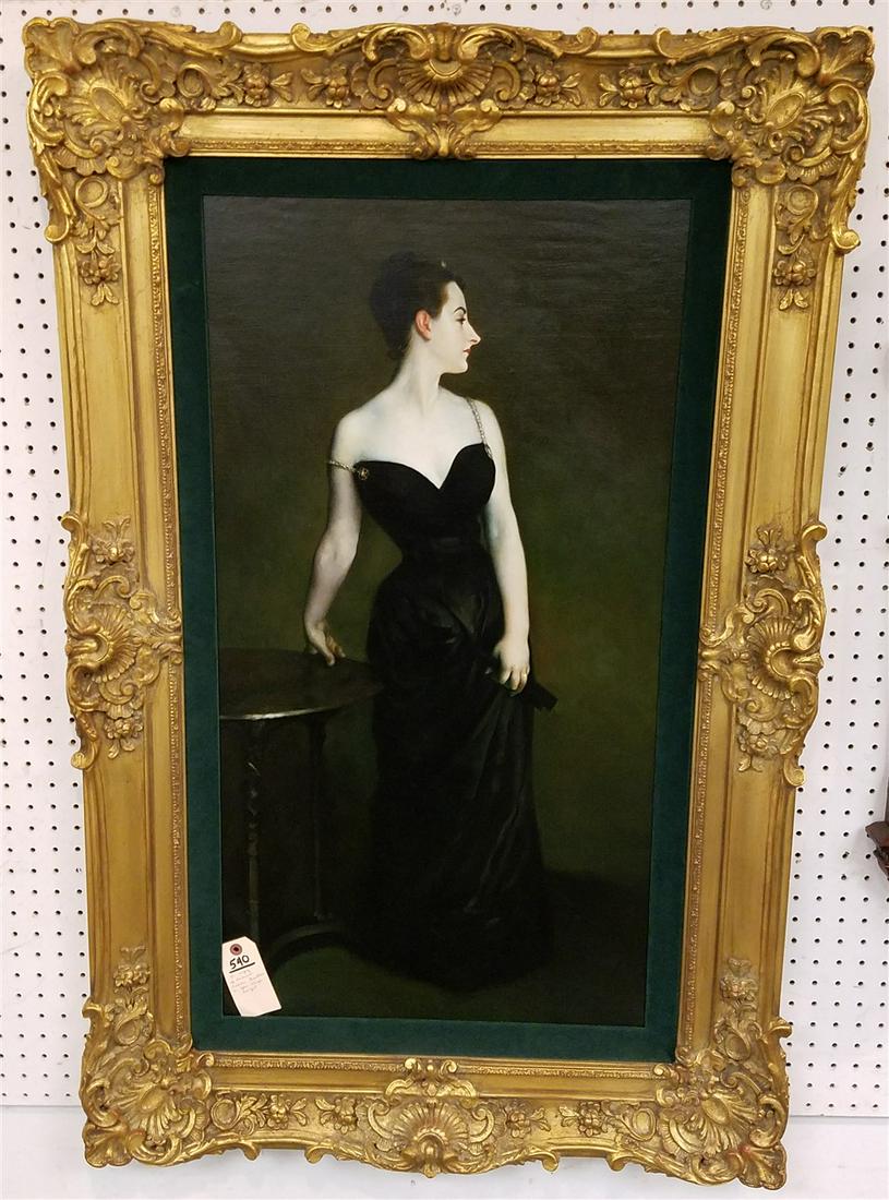 FRAMED O/C COPY OF JOHN SINGER SARGEANT'S MADAME PIERRE GANTREU 36" X 19 1/2": FRAMED O/C COPY OF JOHN SINGER SARGEANT'S MADAME PIERRE GANTREU 36" X 19 1/2"