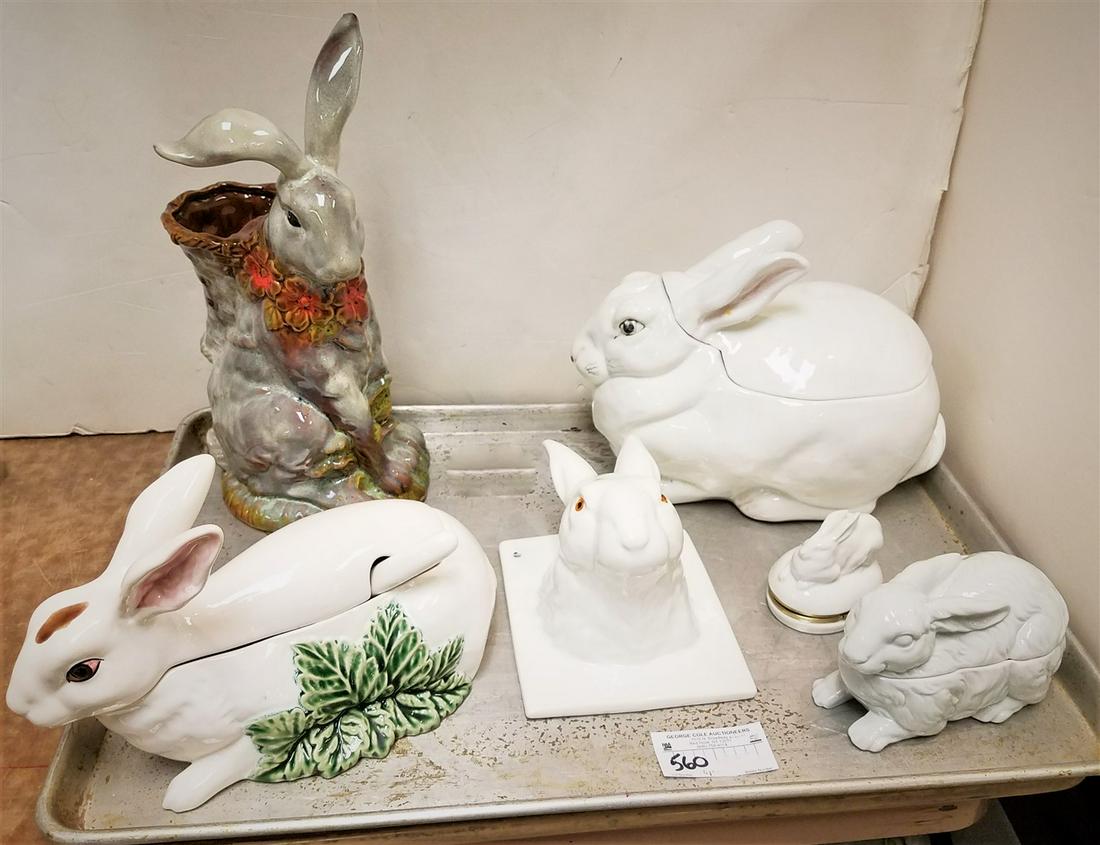 TRAY CERAMIC RABBITS 14 1/2", (1 of 5)