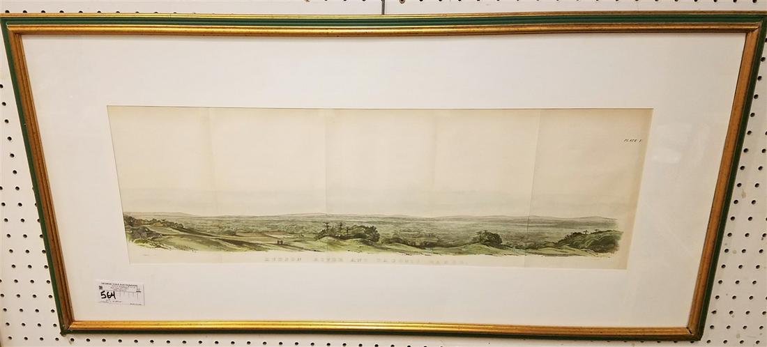 FRAMED 19TH C LITHO HUDSON RIVER AND TACONIC RANGE 9 1/2" X 28 1/2" (1 of 5)