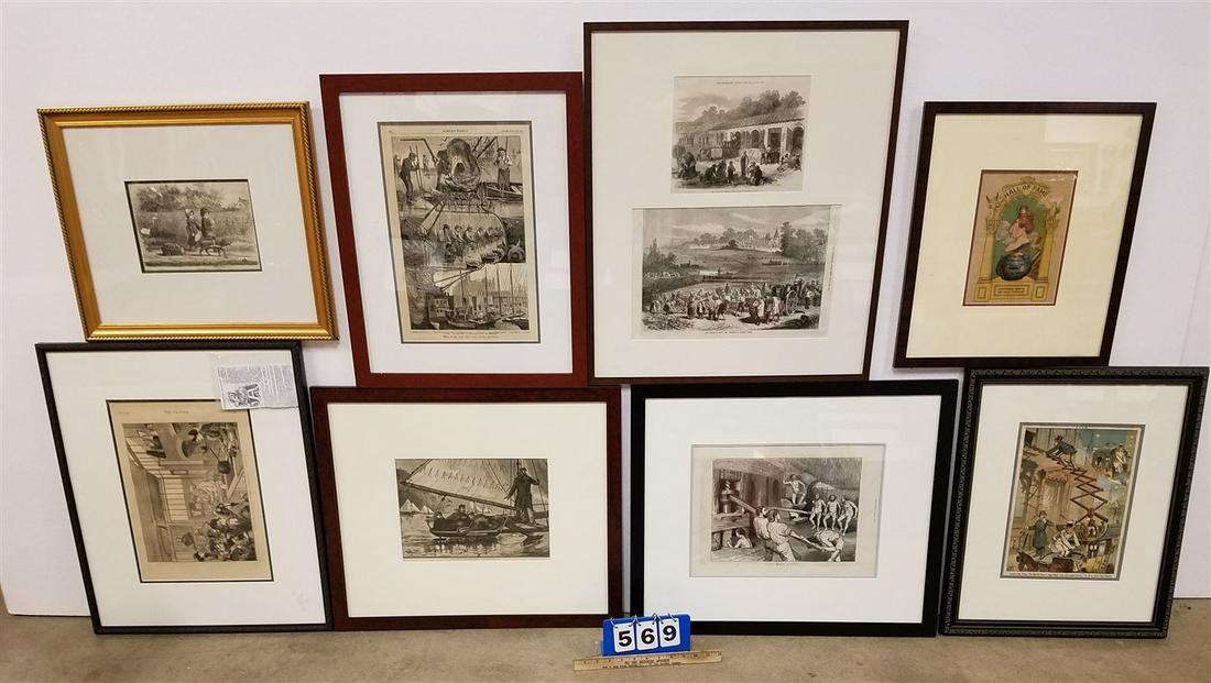 BX 8 19TH C FRAMED ILLUS PCS- LITHOS FROM HARPERS WEEKLY, THE GRAPHIC, PUCK, ETC (1 of 9)
