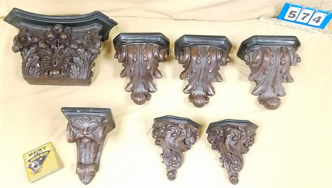 BX 7 PLASTER WALL SHELVES 3-9 1/2"H X 8"W X 5"D, 3-7"H X 6"W X 5"D AND 8 1/2"H X 16"W X 6 1/2"D (1 of 13)