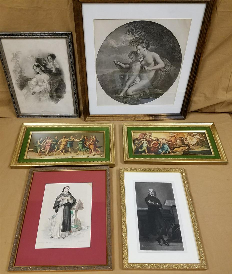 BX 6 FRAMED ITEMS 19TH C ENGRAVINGS, CLASSICAL LITHOS ETC (1 of 12)