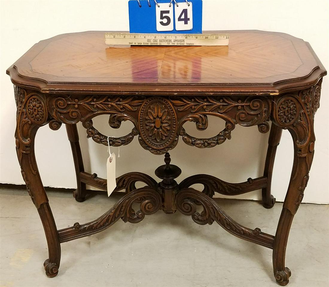 CARVED MAHOG COFFEE TABLE (1 of 2)