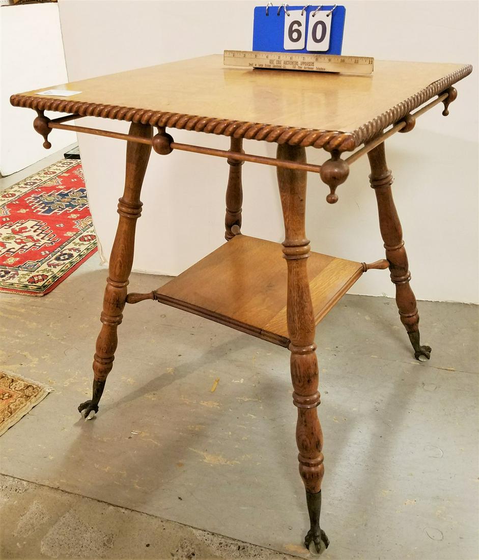 OAK 2 TIER CENTER TABLE 28 1/2"H X 23 1/2" SQ (1 of 2)