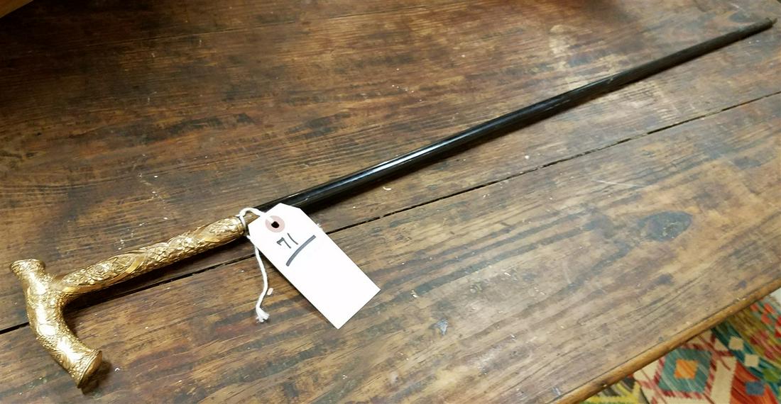 VICT GOLD FILLED HANDLE WALKING STICK (1 of 7)