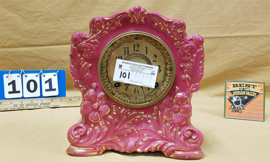 ANSONIA "TABLET" PORCELAIN CLOCK 10 1/2"H X 9 1/2"W X 5"D (1 of 6)