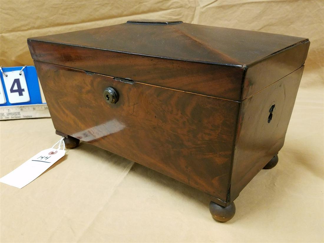 19TH C REGENCY MAHOG TEA CADDY 8"H X 13"W X 7"D SGND J.BRAMAH (1 of 9)