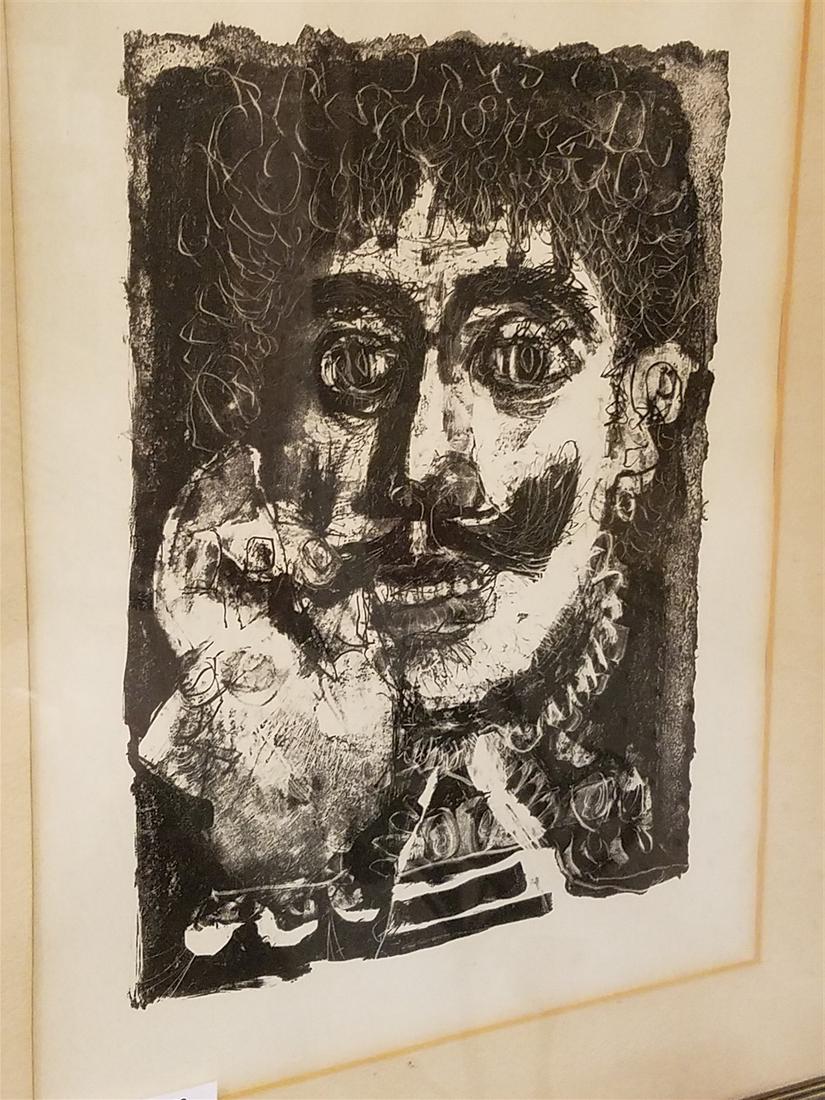 FRAMED LITHO OF BARON OF THUNDER-TEN-TRONCKH VOLTAIRE CANDIDE BY ANTONI CLAVE 1947 14" X 17" (1 of 6)