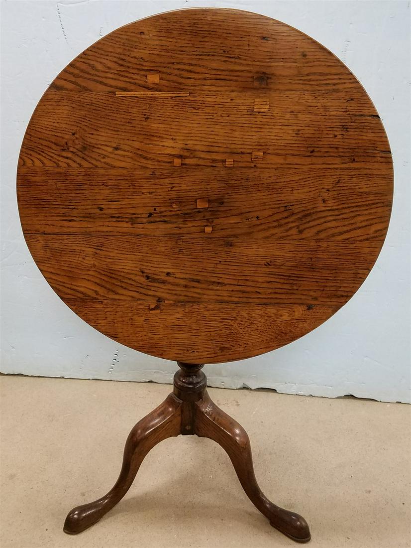 19 TH C QA OAK TILI TOP TEA TABLE (1 of 3)