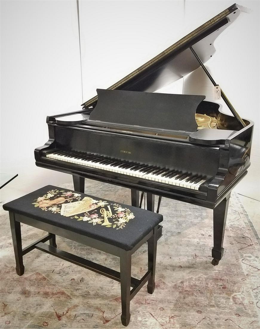 STEINERTONE EBONIZED 6' GRAND PIANO AND BENCH: STEINERTONE EBONIZED 6' GRAND PIANO AND BENCH