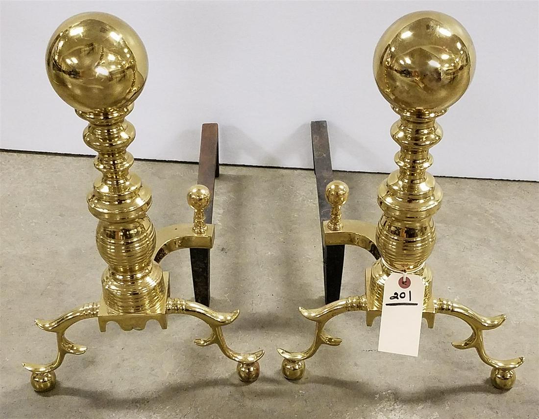 PR BRASS ANDIRONS 20" (1 of 2)