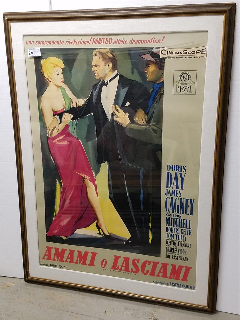 VINTAGE FRAMED MOVIE POSTER "LOVE ME OR LEAVE ME" W/ DORIS DAY AND JAMES CAGNEY 52 1/2" X 36 1/2" (1 of 2)