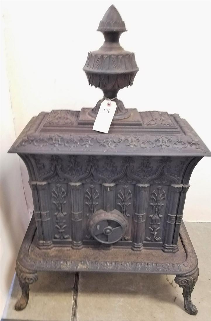 19TH C STANLEY'S PATENT #1 CAST IRON 1845 PARLOR STOVE PAULTNEY VT 3'H X 2'W X 16"D (1 of 3)
