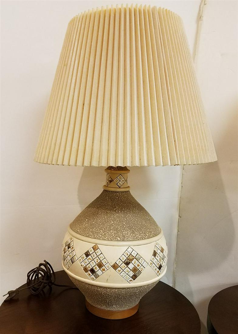 MID CENTURY QUARTITE CREATIVE CORP. LAMP W/INSET MOSAIC TILES (1 of 3)