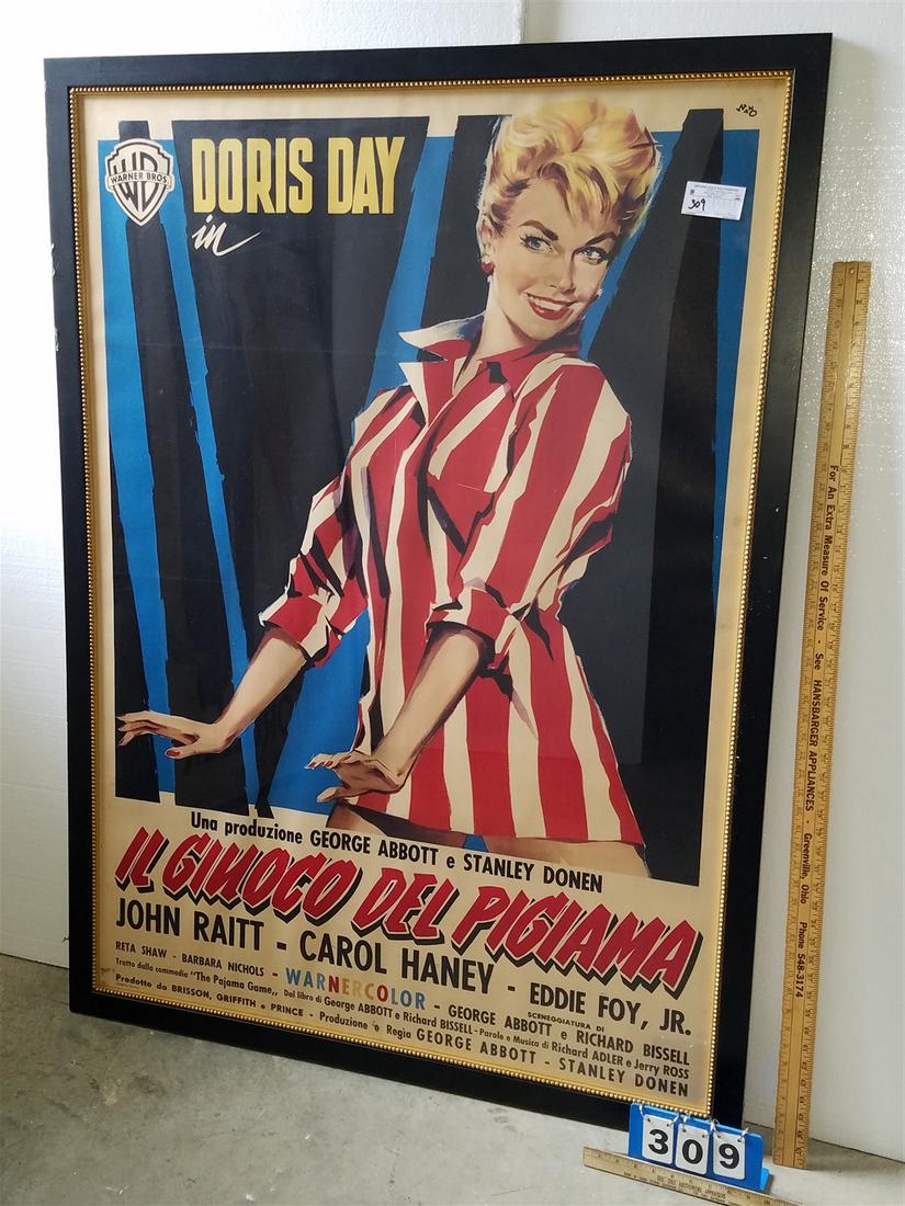 VINTAGE ITALIAN DORIS DAY MOVIE POSTER THE "PAJAMA GAME" 54 1/2" X 38 1/2" (1 of 3)