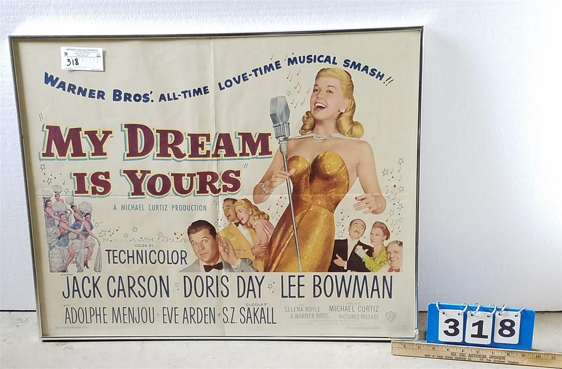 FRAMED VINTAGE POSTER "MY DREAM IS YOURS" 22" X 28" (1 of 2)