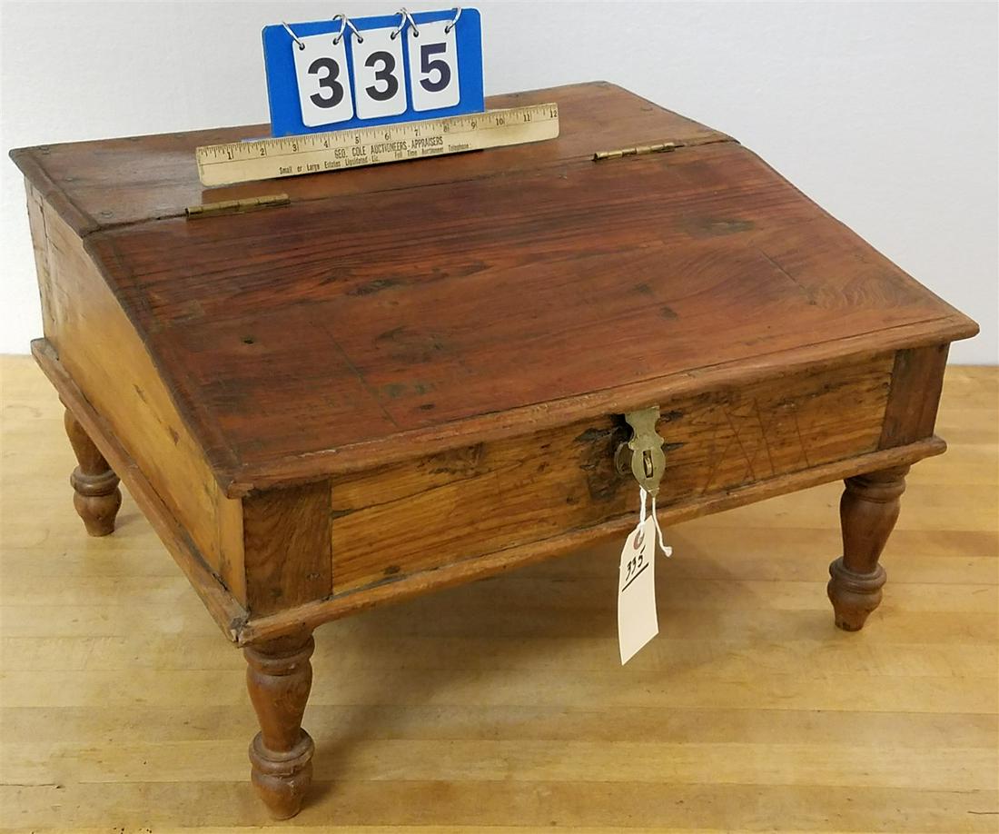 SLANT FRONT TABLE TOP DESK K13 1/2"H X 22"W X 19"D (1 of 3)