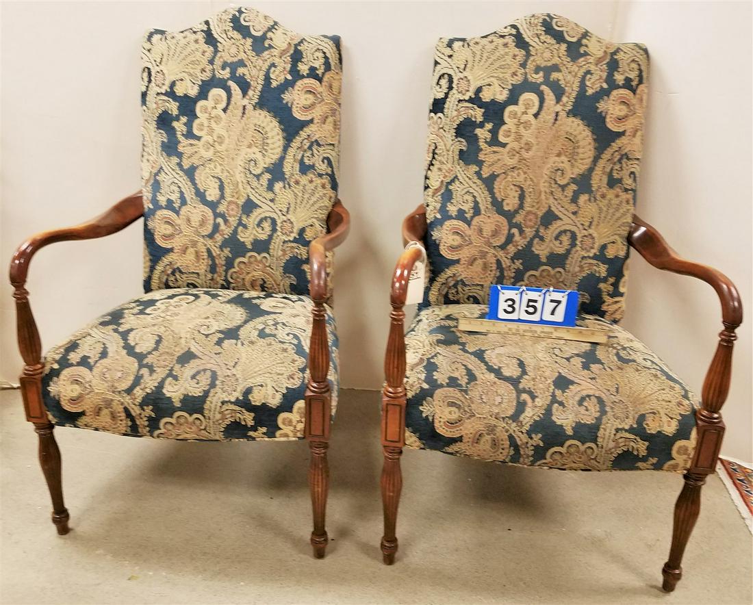 PR UPHOLS SHERATON STYLE ARMCHAIRS 44"H (1 of 3)