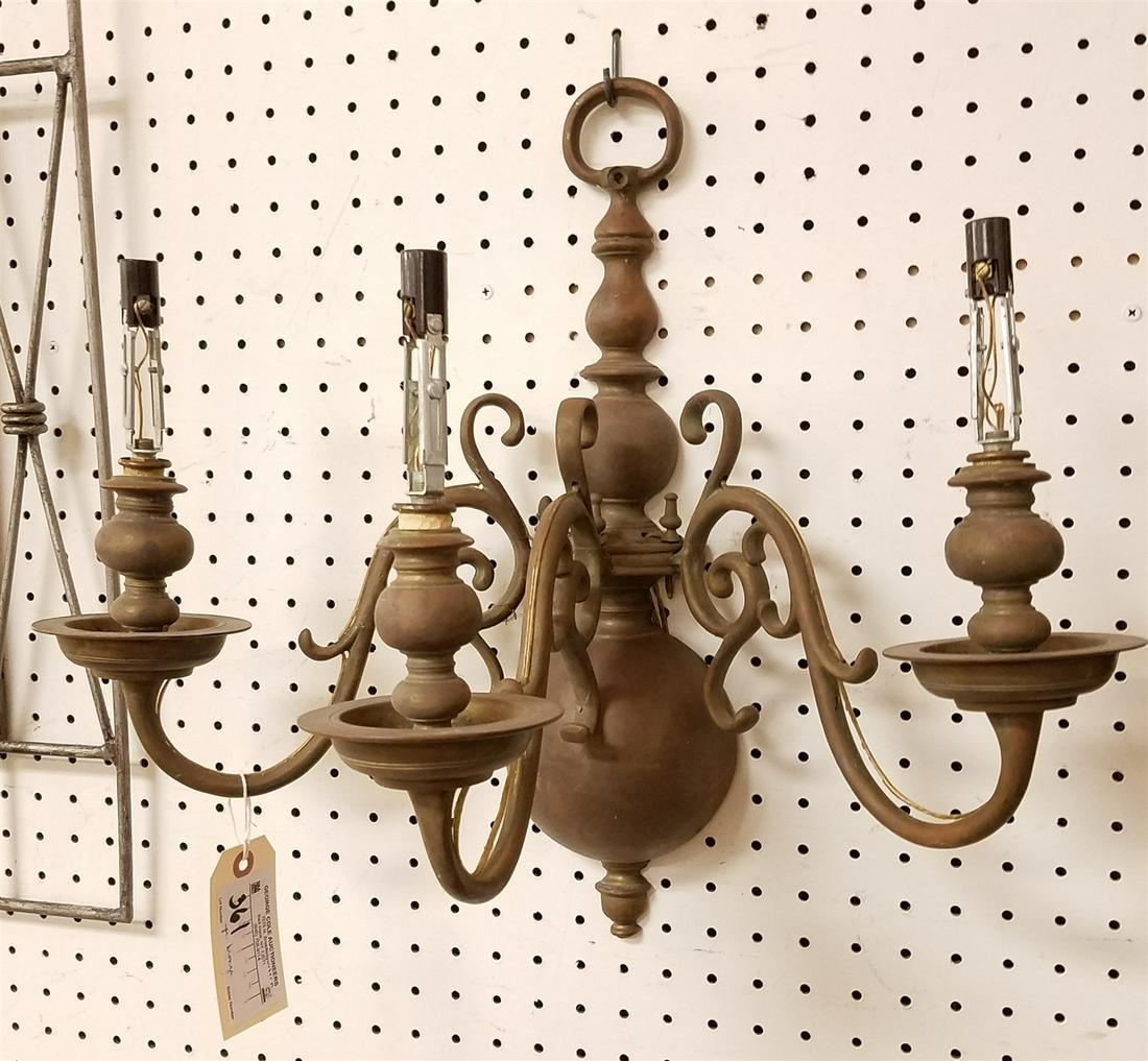 PR BRONZE 3 LIGHT SCONCES 17 1/2" X 18"W (1 of 3)