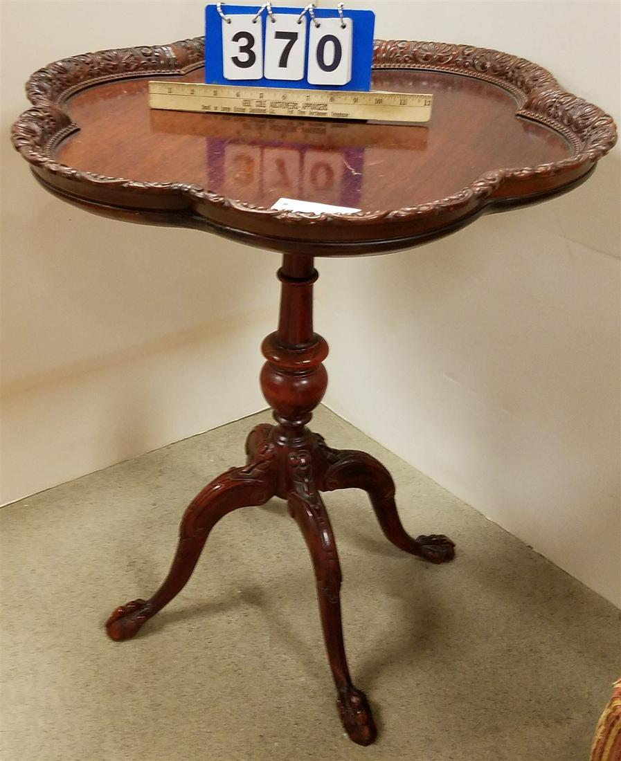 MAHOG DISH TOP SIDE TABLE 28 1/2"H X 24 1/2" DIAM (1 of 3)