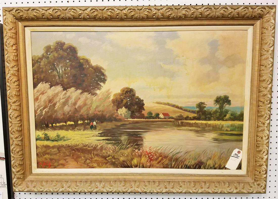 FRAMED O/C LANDSCAPE SGND A. NELKE 25" X 37": FRAMED O/C LANDSCAPE SGND A. NELKE 25" X 37"