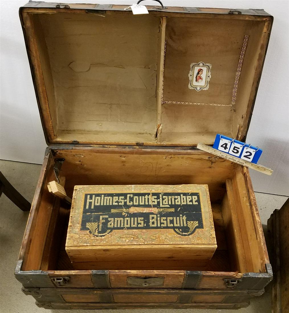 VICT DOME TOP TRUNK 27"H X 32 1/2"W X 20"D W/ BISCUIT BX (1 of 5)