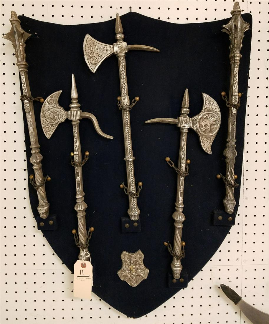 COSTUME ARMOUR INC. MOUNTED METAL WEAPONS 31" X 24" (1 of 1)